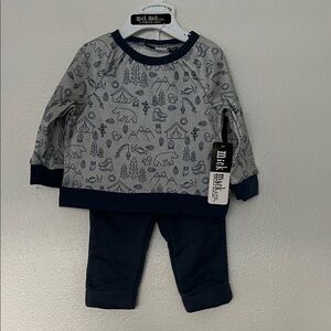 NWT Mick Mack Baby Outfit with Navy and Gray Design Winter Set  sz 6-9 months